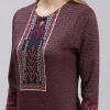 Women Maroon Printed Round Neck Full Sleeve Kurtis - Image 2