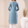 Light Blue Georgette Embroidered Straight Kurta - Image 2