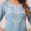 Light Blue Georgette Embroidered Straight Kurta - Image 3