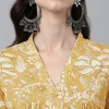 Mustard Pure Cotton Floral Printed Flared Kurta - Image 4
