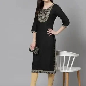 Women Embroidered Straight Kurta
