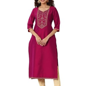 Libas Women's Silk Floral Straight Kurtas