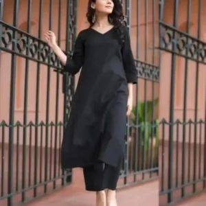 Stylish Black Printed Kurti with Pant Set Ethnic Wear