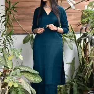 Women Reyon Kurta Pant Set For Women and Girls Kurti Set For Party, Wedding, office Wear Kurti Teal