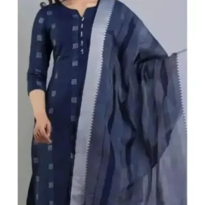 Women Cotton Kurti Pant With Dupatta Set